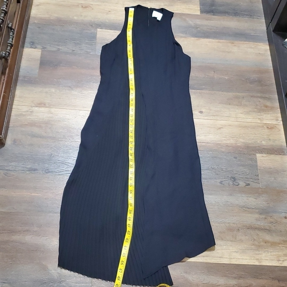 Brochu Walker silk pleated sleeveless black dress